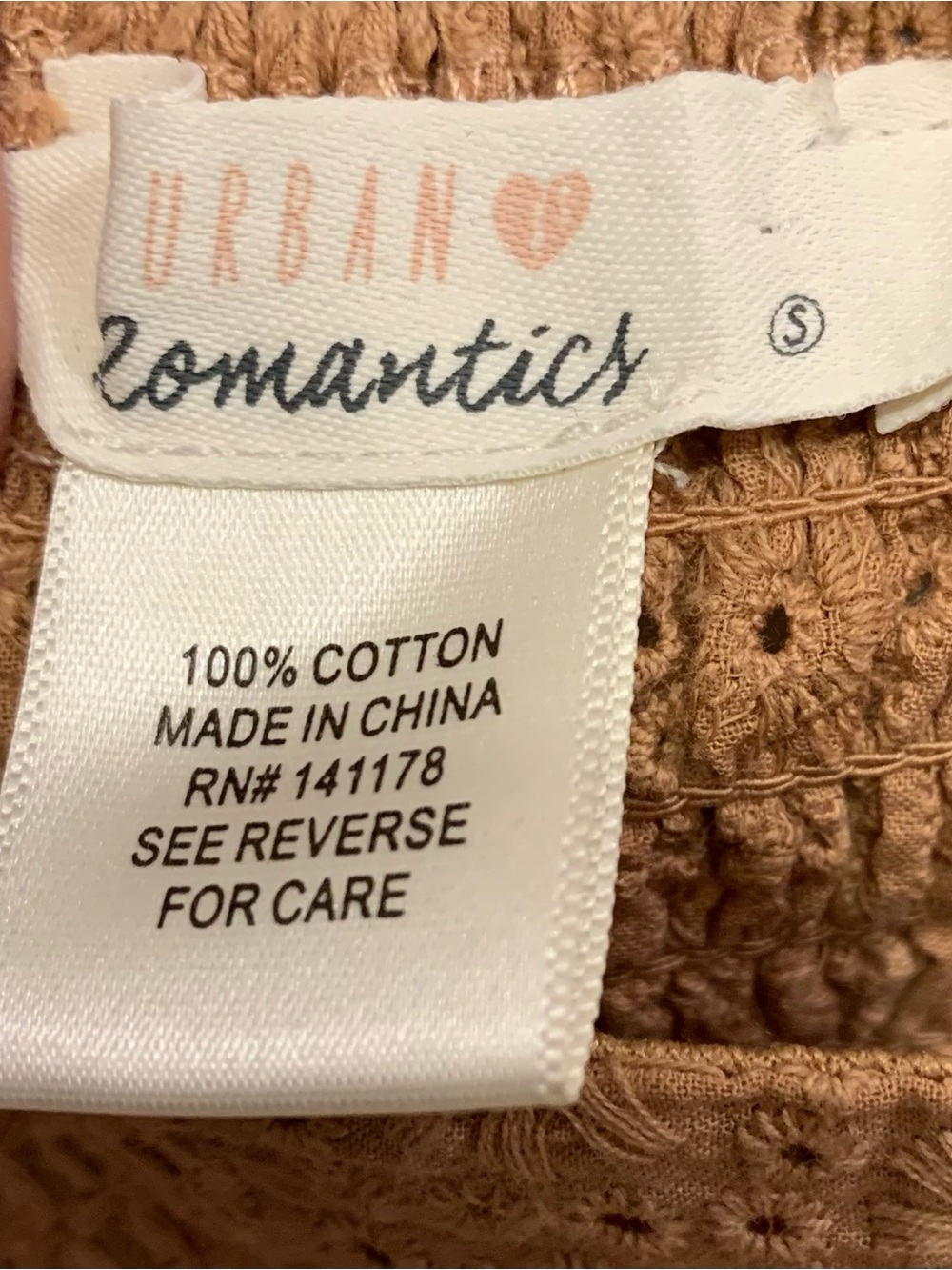 Urban Romantics Carmel Brown Eyelet Cropped Small Tank Top. 3377 - Picture 4 of 6